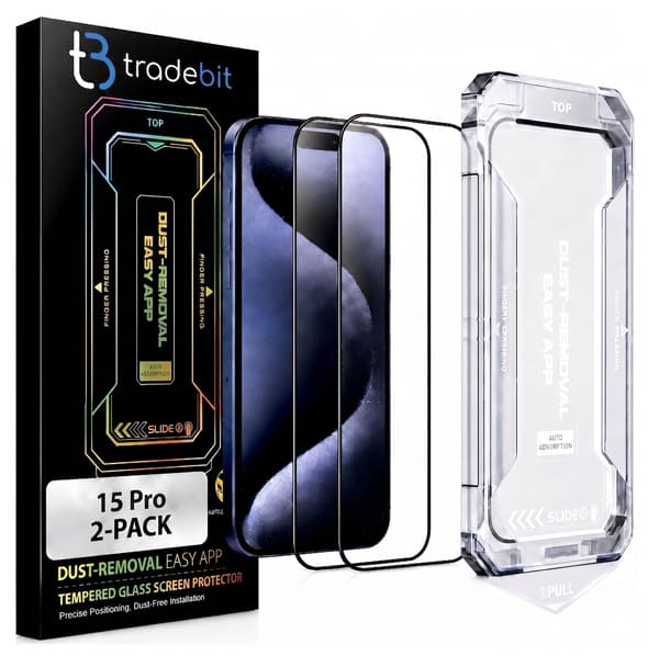 2-pack Skärmskydd i härdat glas 9H för iPhone 15 Pro med monteringsram