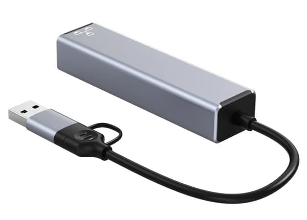 USB-C/USB-A HUB med RJ45 LAN 100 Mbps och USB 3.0, 2x USB-portar