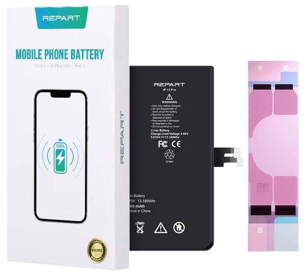 Batteri till iPhone 15 Pro REPART 3400 mAh med ökad kapacitet