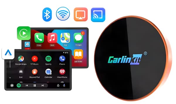 Carlinkit CP2AM 4-i-1 trådlös adapter för CarPlay, Android Auto, AirPlay och Miracast