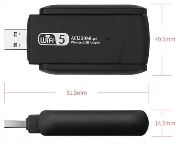 WiFi USB-adapter 1200 Mbps Dual Band 2,4/5 GHz USB 3.0 med dubbla antenner