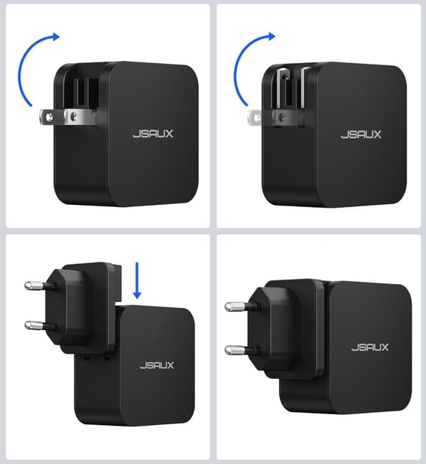 JSAUX strömadapter USB-C 65W Reseadaptrar US UK EU Plug