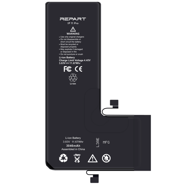 Batteri för Apple iPhone 11 Pro, 3046 mAh, Li-ion med lim