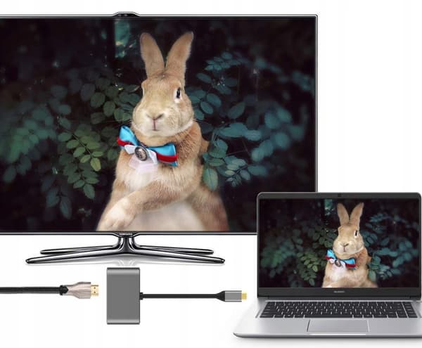 USB-C-adapter till HDMI/VGA, 4K 30 Hz, för Windows, Mac och Steam