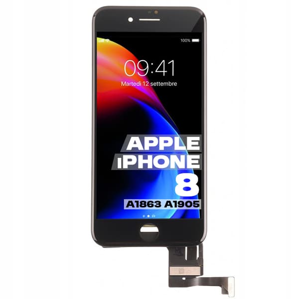 LCD-skärm med pekskärm och ram för iPhone 8, svart, 3D Touch