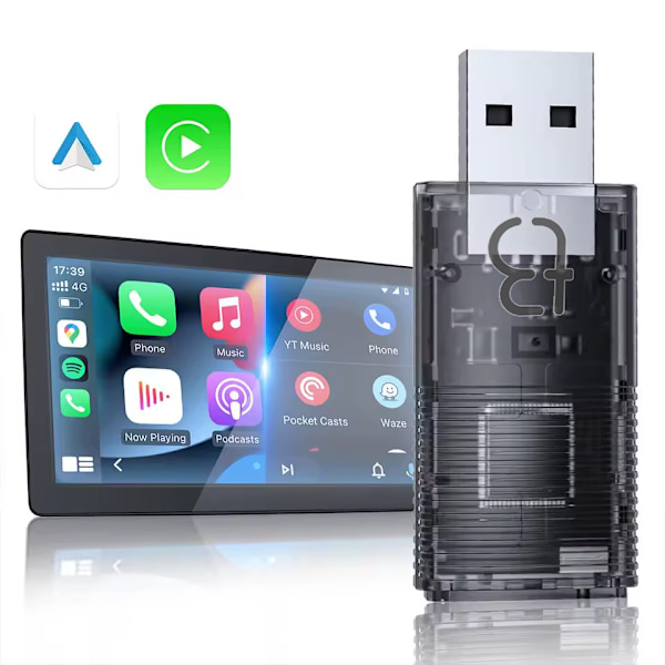 Trådlös adapter TB NANO för Apple CarPlay / Android Auto Transparent