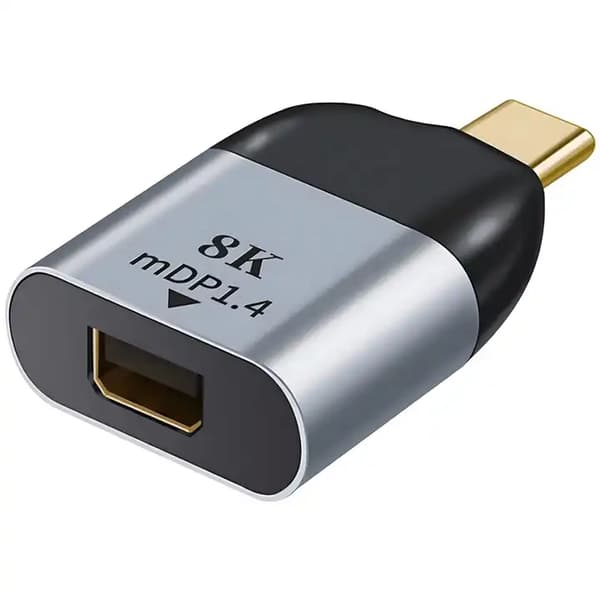 USB-C till mini DisplayPort 1.4 Adapter 8K 60Hz, Aluminium
