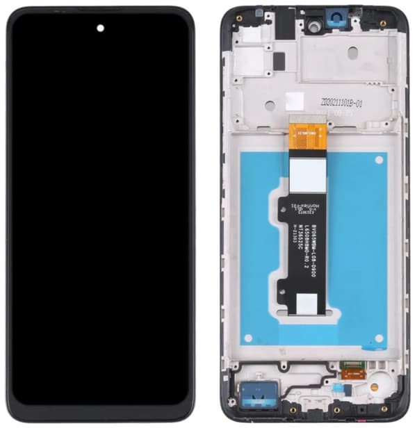 Original LCD-display med ram för Motorola Moto E40 XT2159, svart, renoverad