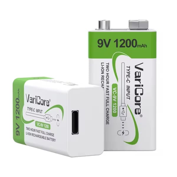 VariCore VC-9V 1200-USB Li-ion-batteri 9 V, 1200 mAh