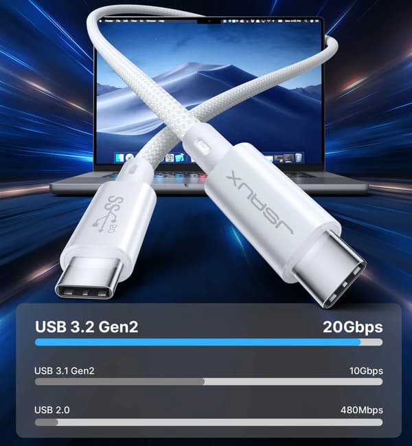 JSAUX USB-C till USB-C-kabel USB 3.2 Gen 2, 100 W, 4K, 1 m