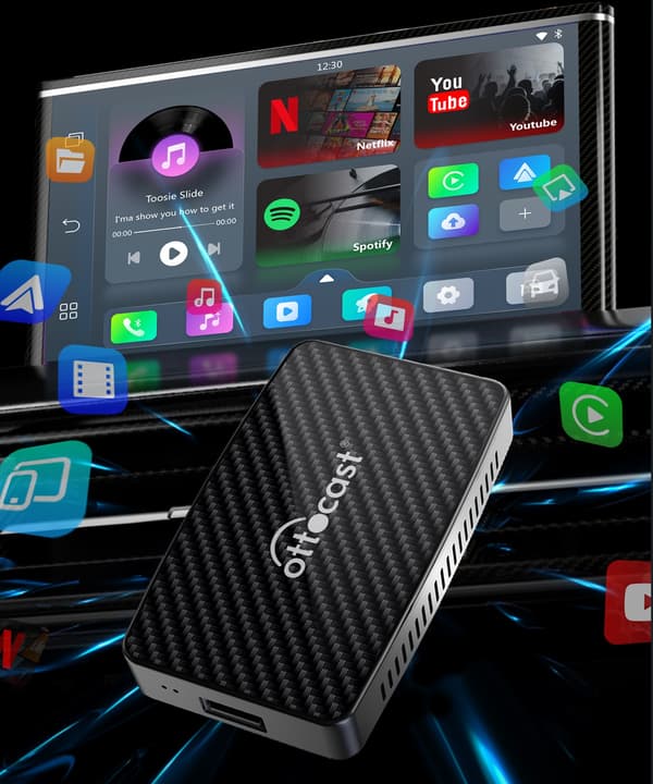 Biladapter Ottocast Play2Video Pro Carplay/Android Auto Android 12