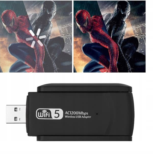 WiFi USB-adapter 1200 Mbps Dual Band 2,4/5 GHz USB 3.0 med dubbla antenner