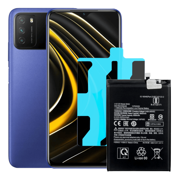 Batteri BN62 5900 mAh för Xiaomi Poco M3, Redmi 9 4G/9T med monteringstejp