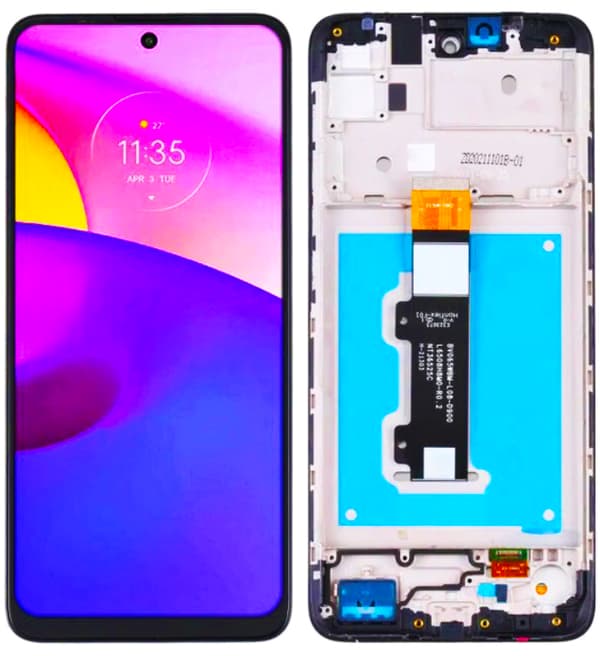 Original LCD-display med ram för Motorola Moto E40 XT2159, svart, renoverad