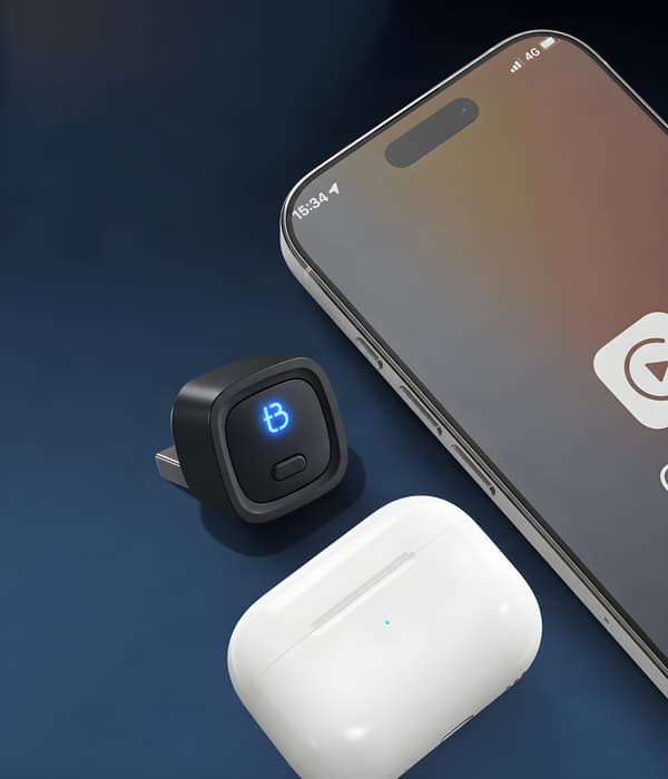 Tradebit TB NANO trådlös CarPlay/Android Auto-adapter, USB-A, Wi-Fi 6, Bluetooth 5.4