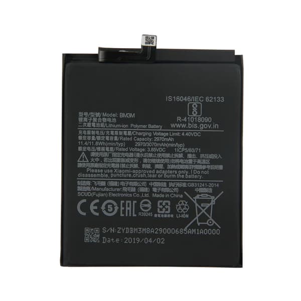 Batteri till Xiaomi Mi 9 SE BM3M, 3070 mAh, 3,85 V Li-ion med monteringstejp