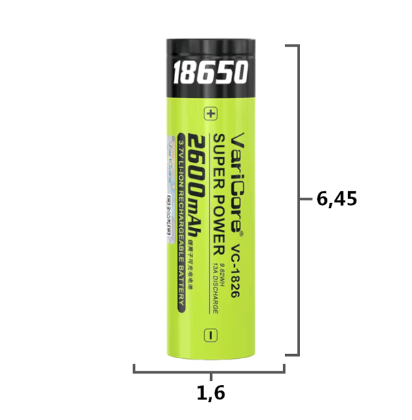 VariCore VC-1826 18650 Li-ion-batteri 3,7 V 2600 mAh