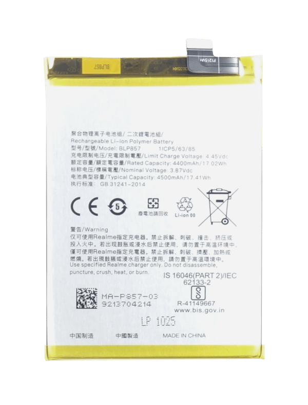 Batteri till Oppo Realme GT Neo/Q3 Pro/X7 Max BLP857 4400 mAh med monteringstejp