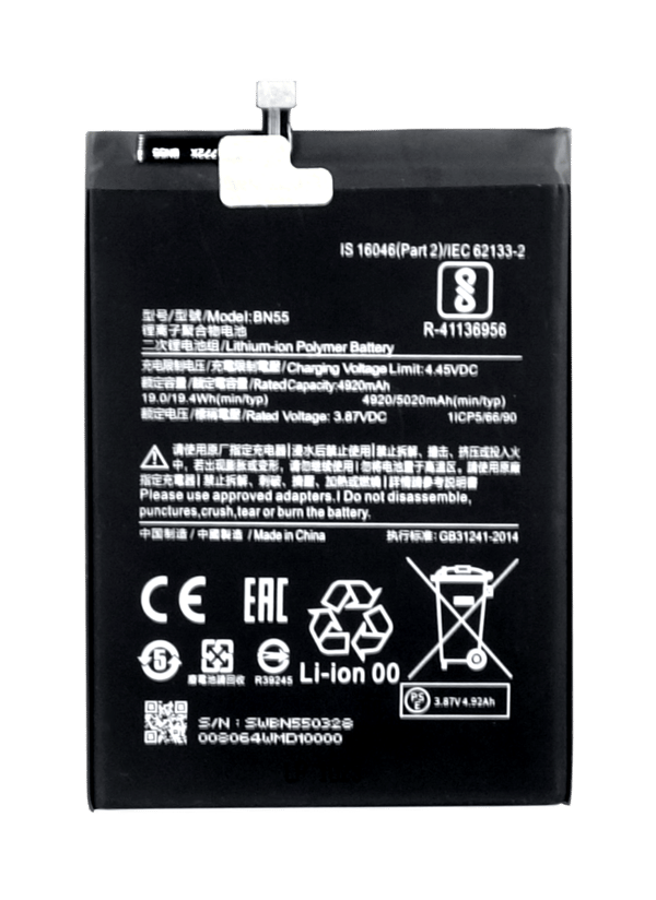 Batteri till Xiaomi Redmi Note 9S BN55, 4920 mAh med monteringsremsa