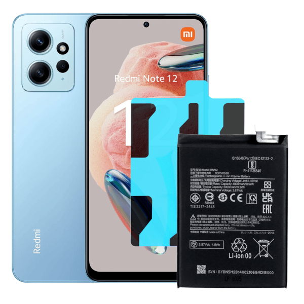 Batteri till Xiaomi Redmi Note 12 4G BN5M 4900 mAh med monteringstejp