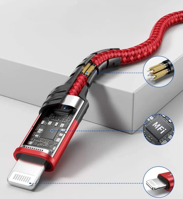 JSAUX CL0064 ljudkabel Jack 3,5 mm till Lightning AUX iPhone iPad MFI 1,8 m