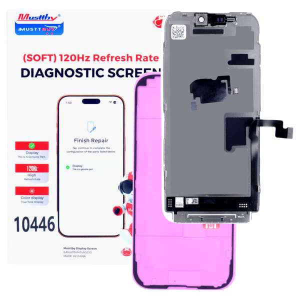 Skärm till iPhone 16 Pro Max 120 Hz Soft OLED med Diagnostic Flex