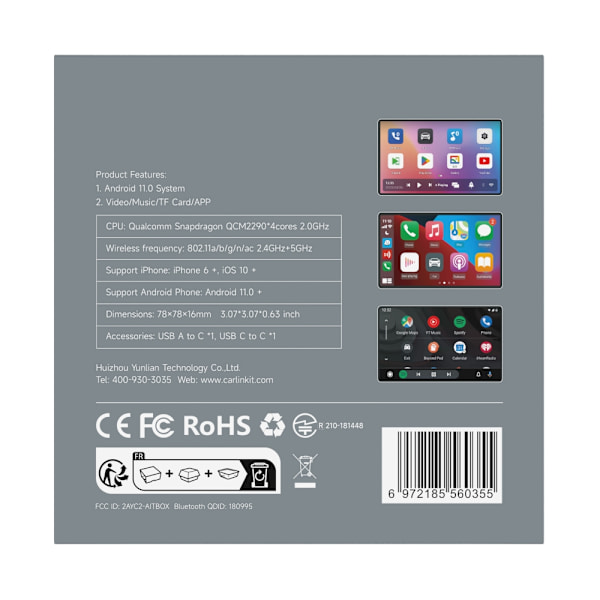 Carlinkit Tbox Basic - Trådlös Carplay/Android Auto SD-kort Android 11