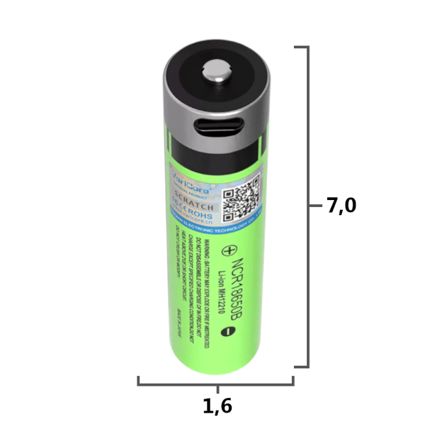 VariCore VC-P34 18650 Li-ion-batteri 3400 mAh 3,7 V med USB-C