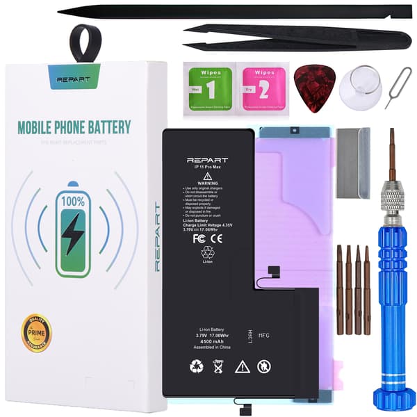 Batteri för Apple iPhone 11 Pro Max, REPART, 4500 mAh, högre kapacitet