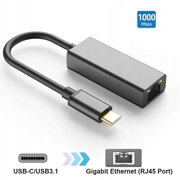 USB-C till RJ45 Gigabit Ethernet-adapter 1000 Mbps