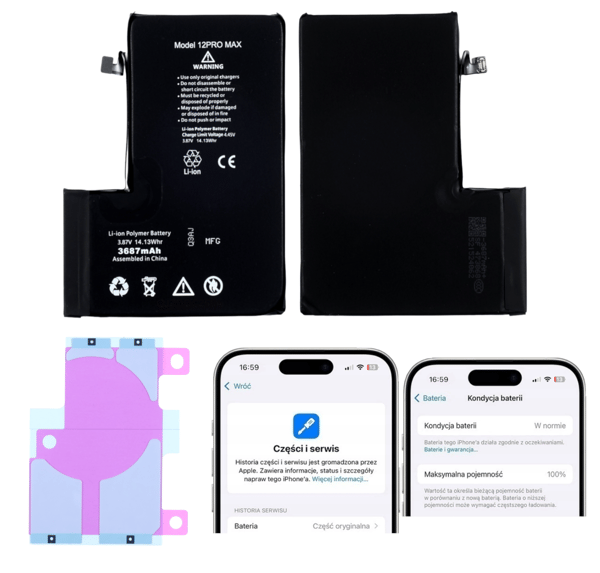 Batteri till iPhone 12 Pro Max, REPART Diagnosable 3687 mAh utan varning + tejp