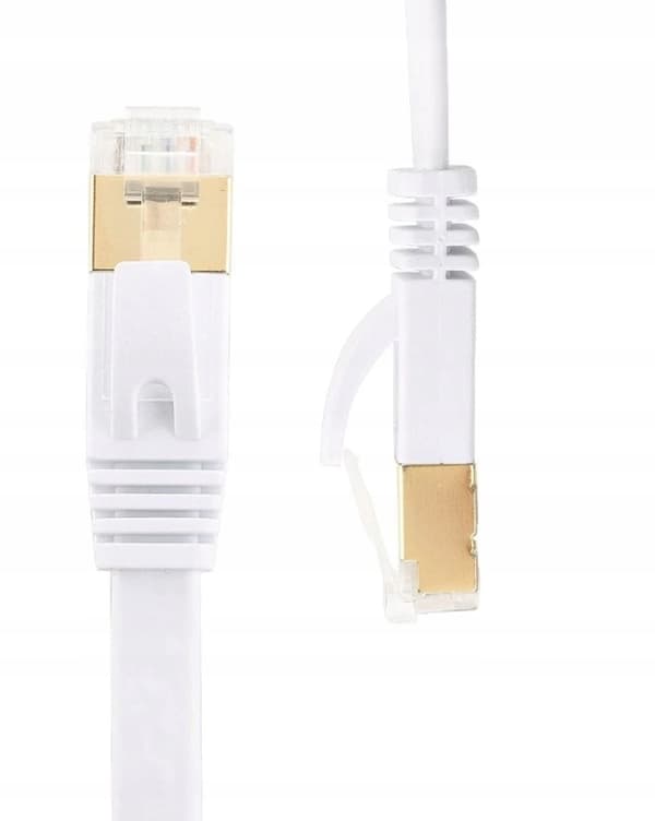 Platt nätverkskabel LAN Ethernet CAT7 RJ45 SFTP 5 m vit