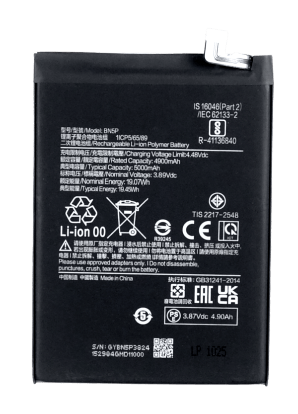 Ersättningsbatteri Xiaomi Redmi Note 13 BN5P 4900 mAh med monteringstejp