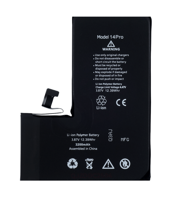 REPART Batteri för iPhone 14 Pro, 3200 mAh, diagnostiserbart med självhäftande tejp