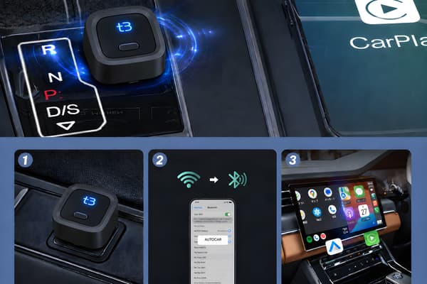 Tradebit TB NANO trådlös CarPlay/Android Auto-adapter, USB-A, Wi-Fi 6, Bluetooth 5.4
