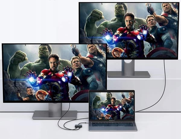 USB-C-hubb med 2 HDMI-portar, 4K UHD och Plug & Play
