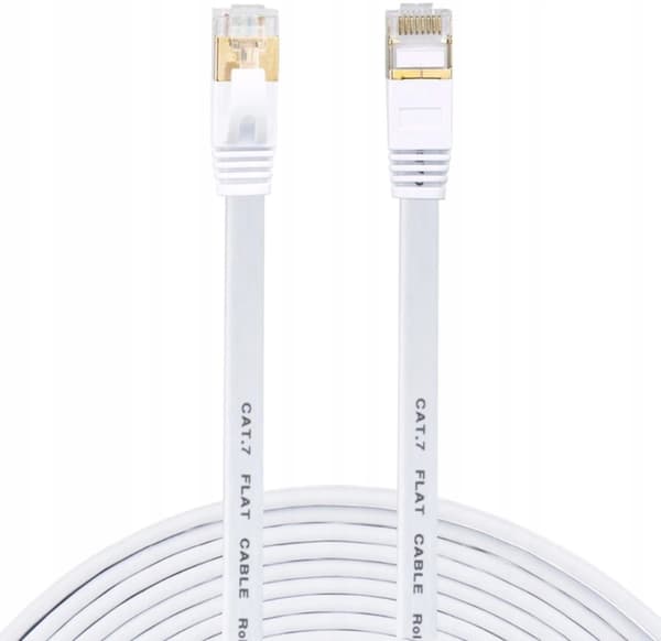 Platt nätverkskabel LAN Ethernet RJ45 CAT7 SFTP 3 m, vit