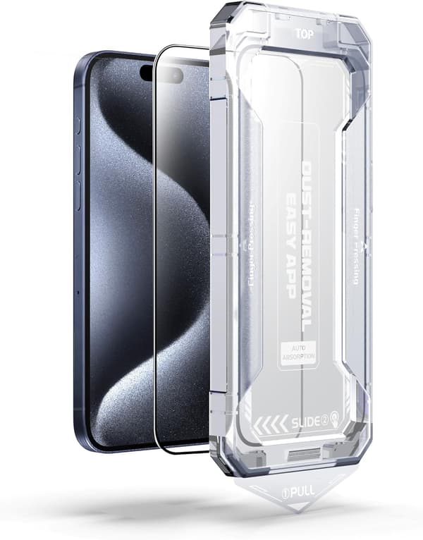2-pack insynsskyddande härdat 9H-glas med applicator för iPhone 15 Pro