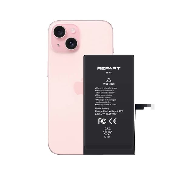 Batteri till Apple iPhone 15, 3520 mAh, ökad kapacitet, REPART