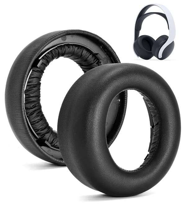 Ersättningskuddar till Sony PS5 Wireless PULSE 3D, proteinläder, svarta
