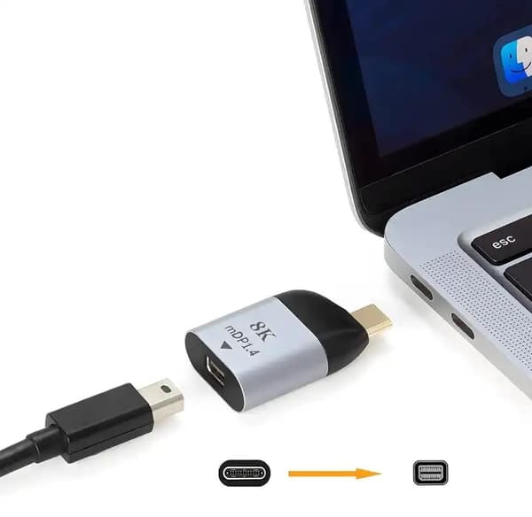 USB-C till mini DisplayPort 1.4 Adapter 8K 60Hz, Aluminium