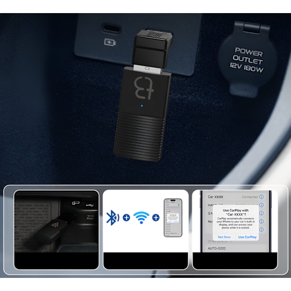 Trådlös Mini USB Adapter TB-NANO Carplay / Android Auto för din bil