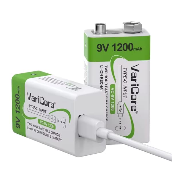 VariCore VC-9V 1200-USB Li-ion-batteri 9 V, 1200 mAh