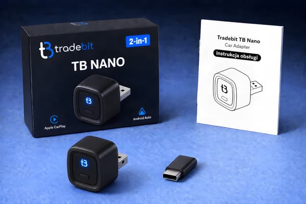 Tradebit TB NANO trådlös CarPlay/Android Auto-adapter, USB-A, Wi-Fi 6, Bluetooth 5.4