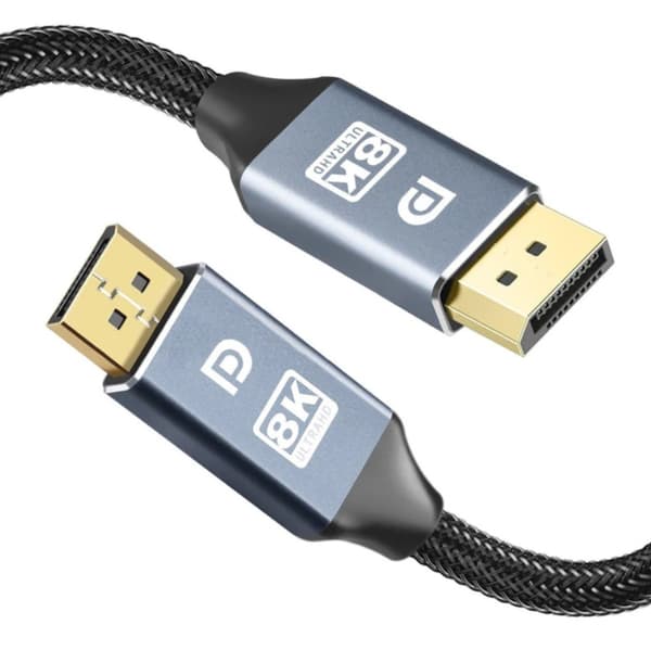DisplayPort 1.4-kabel 1,8 m, 8K 60 Hz, 4K 144 Hz, HDR, nylonflätad
