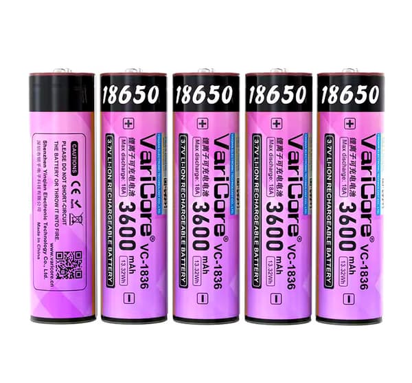 VariCore VC-1836 Plus 18650 Li-ion-batteri 3,7 V 3600 mAh, utstickande pluspol