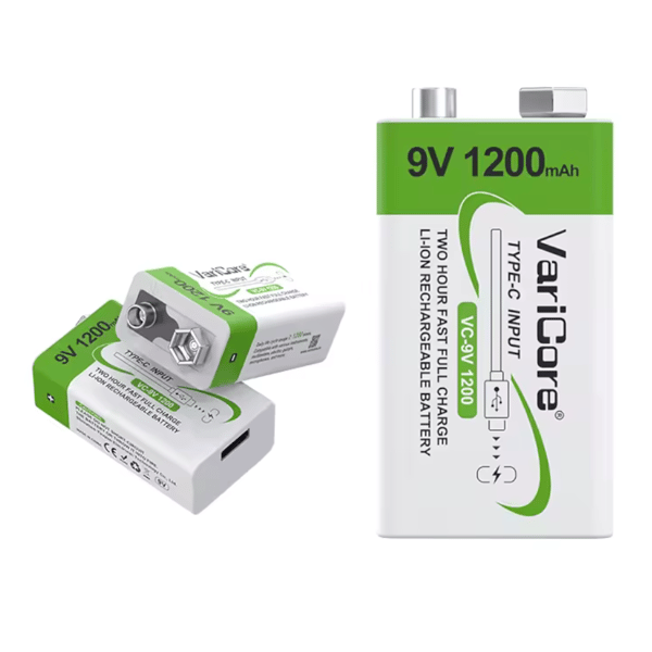 VariCore VC-9V 1200-USB Li-ion-batteri 9 V, 1200 mAh