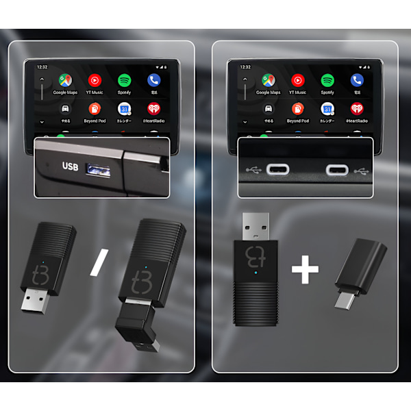 Trådlös Mini USB Adapter TB-NANO Carplay / Android Auto för din bil