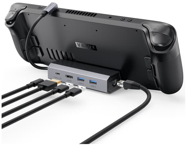 JSAUX HB0602 USB-C till Steam Deck HUB HDMI 4K USB-A RJ45 Ethernet 100 Mbps