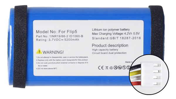 Batteri för JBL Flip 5 – 5200 mAh 3,7 V, 1INR19/66-2/ID1060-B